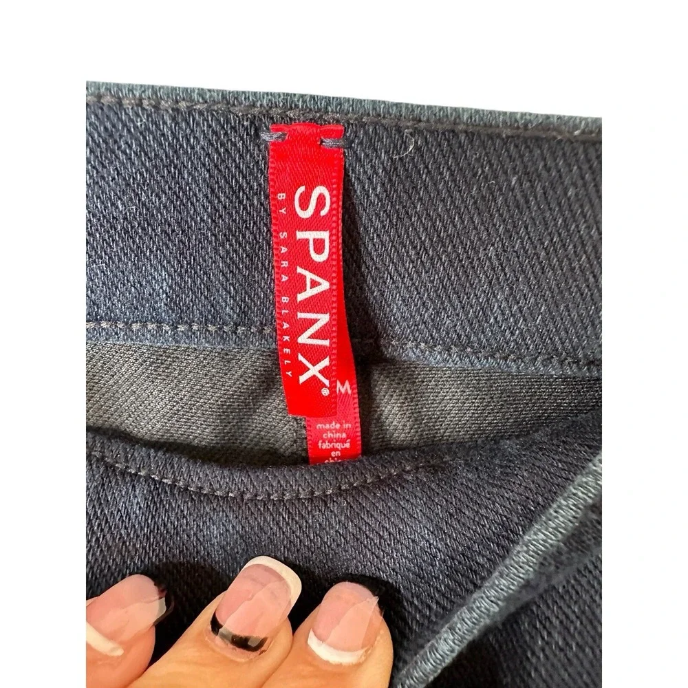 Spanx Jeanish Leggings Medium Dark Indigo Blue High Rise Skinny Pull On Denim